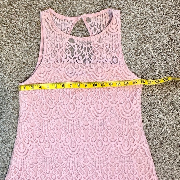 Ginger G Lace Overlay Pink Lined Stretch Dress, Size S - Picture 11 of 12